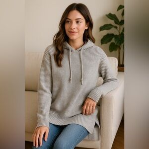 Cynthia Rowley Waffle Knit Gray Sweater Hoodie - Size Small
